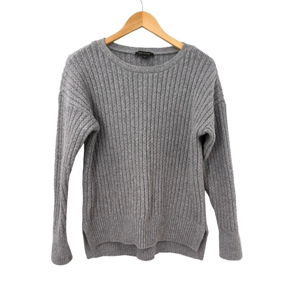 Ann Taylor Pullover Sweater Womens S Gray‎ Alpaca Wool Blend Minimalist Luxury